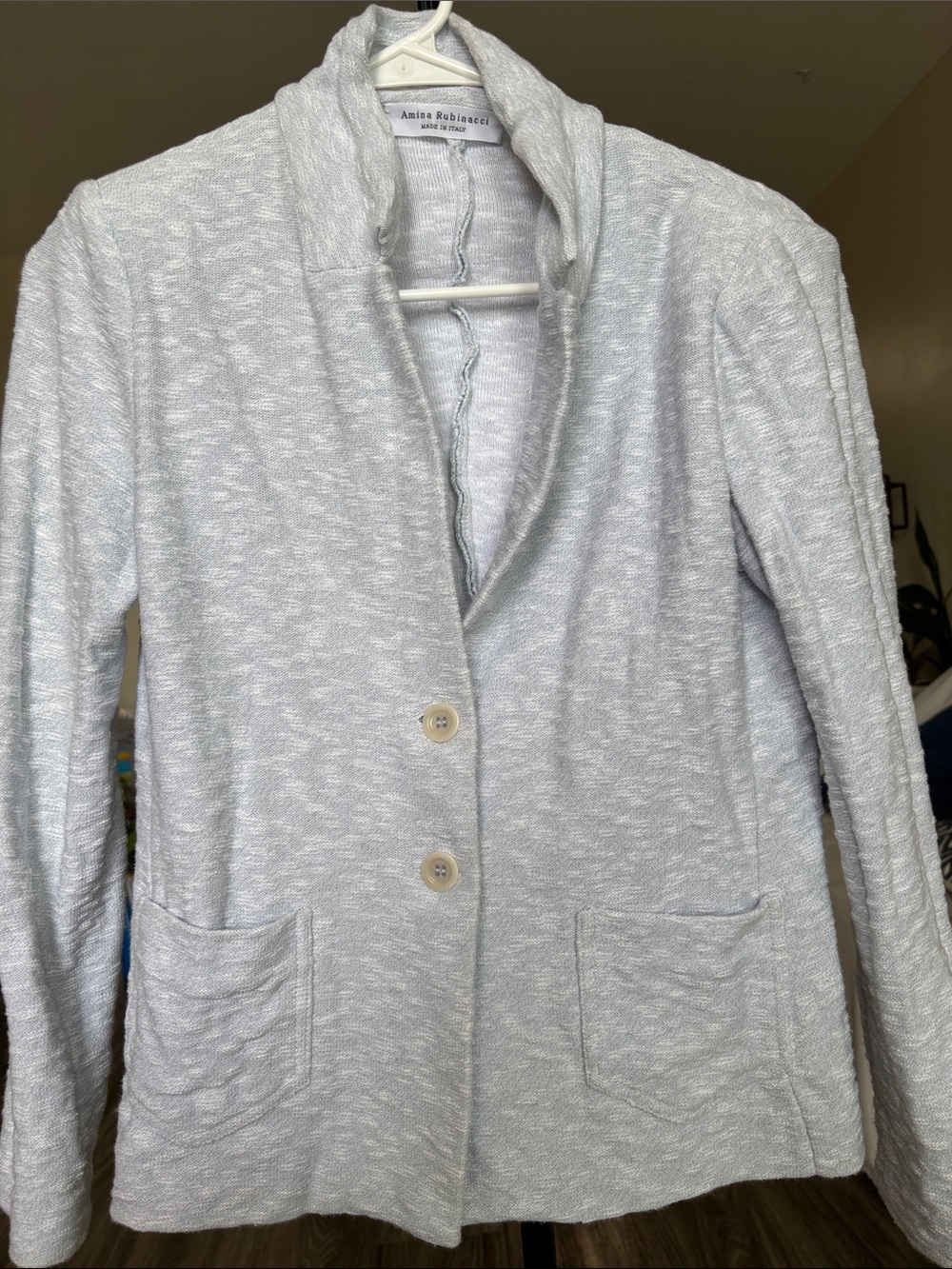 Amelia Rubinacci Light Gray Knit Blazer